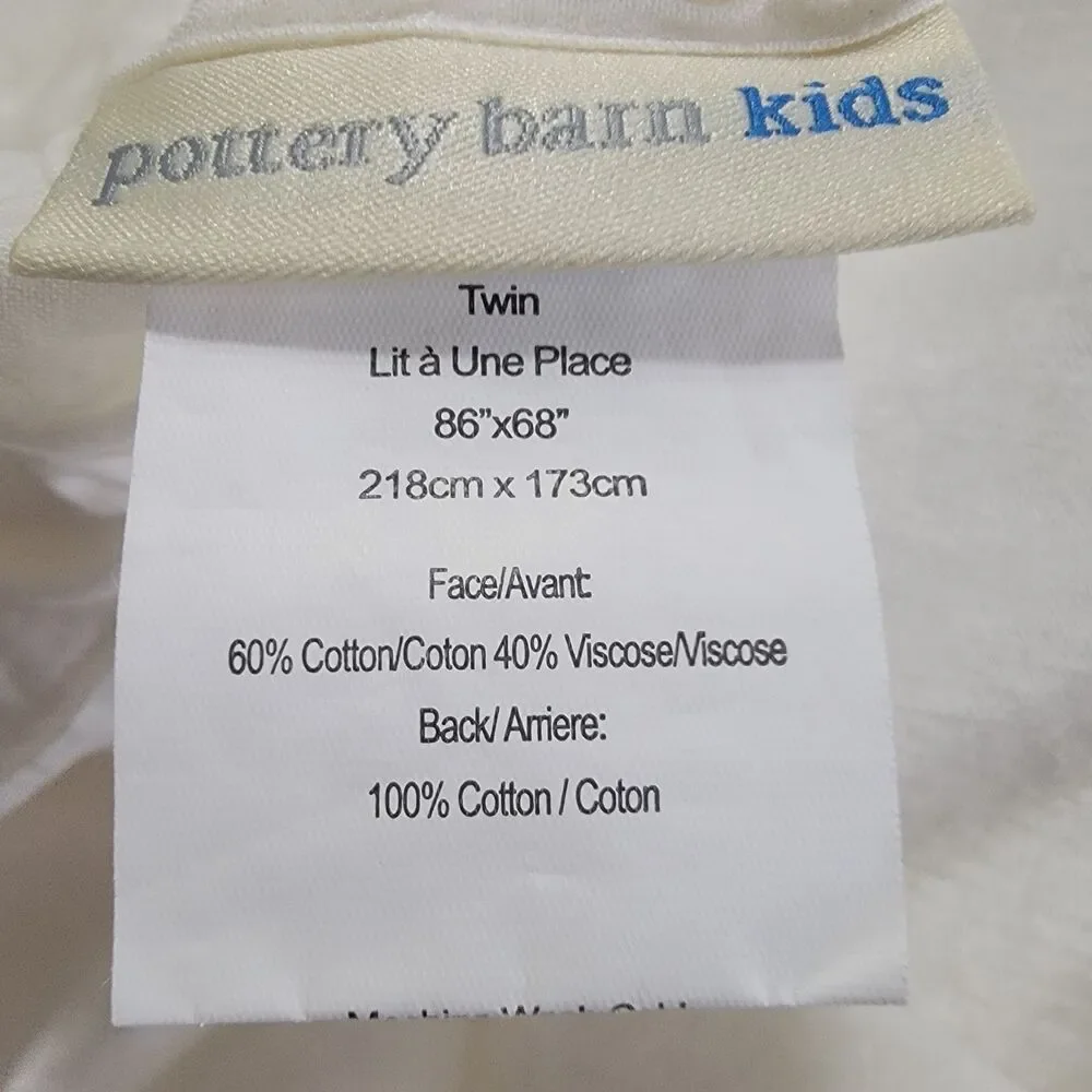 Pottery Barn Kids Shimmer Velvet Twin Duvet Cover & Standard Sham Ivory EUC
